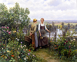 Maria and Madeleine on the Terrace - Daniel Ridgway Knight