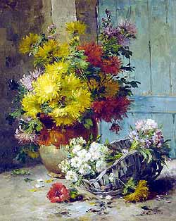 Still Life of Summer Flowers - Eugene Henri Cauchois