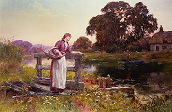 Girl Waiting for a Ferry - Henry John Yeend King