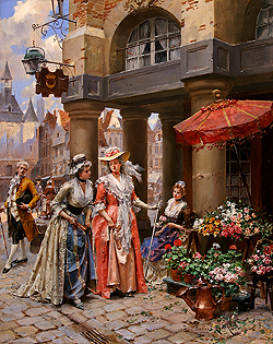 At the Flower Market - Henry Victor Lesur