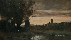 Souvenir de Coubron; Soleil Couchant - Jean Baptiste Camille Corot